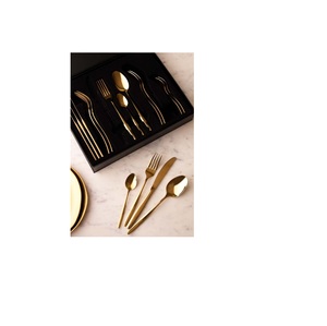 Juego de cubiertos de Metal de acero chapado en oro único, conjunto de cubiertos de Metal para servir personalizado, juego de cubiertos de Metal al por mayor - Product Image 1