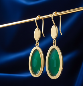 Statement 5.5 Inch <b>Green</b> CZ Multi-Stone Drop Earrings 925 Sterling Silver 18K Gold Plated Dangle Drop Earring Gift for Her - Product Image 2