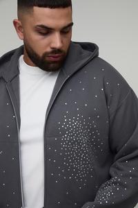 ชุดวอร์มกางเกงวอร์มมีฮู้ดมีซิปประดับพลอยเทียมชุดวิ่งทรงถุงหนาแบบ500gsm ผลิตในปากีสถาน - Product Image 6