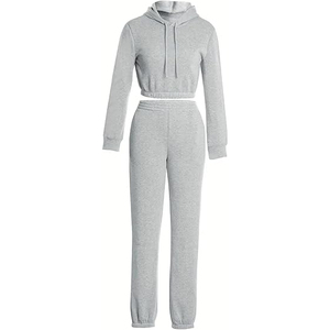 Tendance Femmes Crop Survêtement Deux Pièces À Capuche avec Pantalon Logo Personnalisé OEM Fourniture Parfait pour Boutique Magasins et Distributeurs - Product Image 5