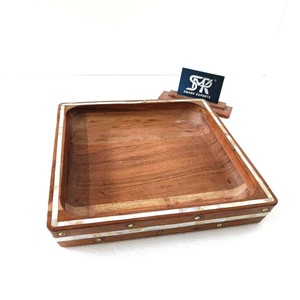 Bandeja Cuadrada de Madera Moderna Hecha a Mano con Incrustaciones de Madreperla Natural, Diseño Geométrico, Decoración del Hogar, Organizador de Baño, Bandeja para Servir - Product Image 2
