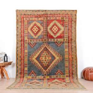 พรมโมร็อกโกแท้ ทำมือจากขนสัตว์ ลายเบอร์เบอร์แบบดั้งเดิม สไตล์วินเทจและโมเดิร์น สำหรับตกแต่งบ้าน - Product Image 1