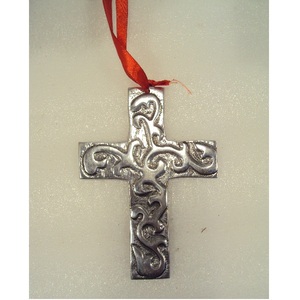 Ornements suspendus croisés en fil d'aluminium argenté pour décoration murale de Noël - Product Image 5