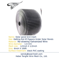 Barrière d'oiseau garde panneau solaire Pvc enduit galvanisé panneau solaire Protection maille 6InchX100ft pas cher prix filet anti-oiseaux