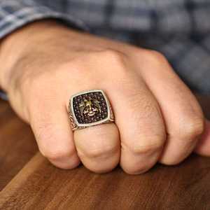 Men's 925 Sterling Silver <b>Ring</b> with Engraved Anatolian Eagle Design Cultural Collectible Jewelry - Product Image 1