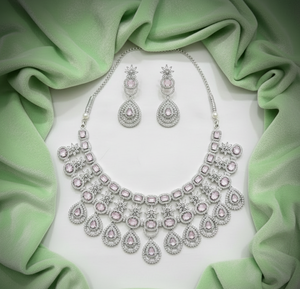 Luxury AD Bridal <b>Necklace</b> Earrings <b>Set</b> for Women <b>Wedding</b> Party Traditional Fashion Jewellery Premium Quality for Wholesale - Product Image 2