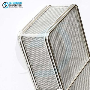 Stainless Steel Manual Wire <b>Mesh</b> <b>Basket</b> Locking Lid Durable Reusable Hospital Sterilization <b>Storage</b> Secure Surgical Instrument - Product Image 6