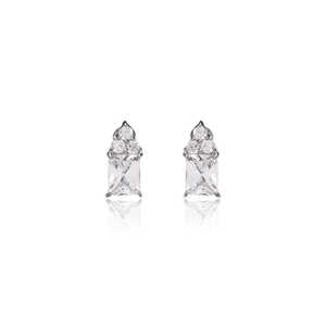 Trendy <b>Silver</b> Hoop <b>Earrings</b> with Cubic Zirconia and Pearl Rhodium Plated Religious Gift <b>for</b> <b>Women</b> <b>for</b> Parties - Product Image 4