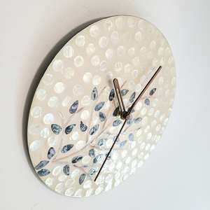 Hanging Decorative Natural Rattan <b>Wooden</b> <b>Wall</b> <b>Clock</b> with Mother of Pearl Best Selling <b>Wall</b>-mount <b>Clocks</b> - Product Image 4