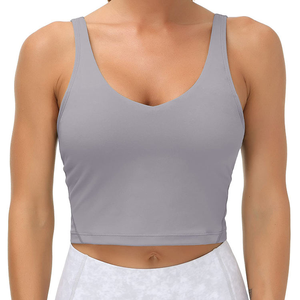 Soutien-gorge de sport de gymnastique actif pour femmes à la mode avec bretelles réglables Soutien-gorge de fitness sans couture antichoc pour la course à pied Logo sur le devant - Product Image 5
