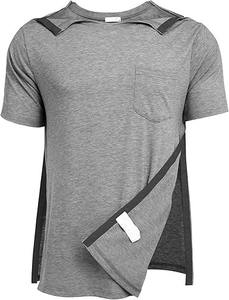 Cómoda camisa unisex post cirugía y rehabilitación 2 broches laterales después del Hospital camisetas a precios mayoristas - Product Image 6