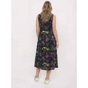 เดรสผ้าฝ้ายพิมพ์ลายดอกไม้สีสันสดใส ทรงเอ ไร้แขน ระบายอากาศได้ดี ความยาวปานกลาง ไซส์ XS ตัดเย็บแบบเว้าไหล่ ดีไซน์หรูหรา สไตล์ลำลองสำหรับฤดูร้อน - Product Image 5