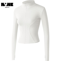 Chaqueta de Yoga Deportiva con Cierre, Corte Ajustado, Manga Larga, con Orificios para Pulgares, Transpirable, de Secado Rápido, 100% Poliéster