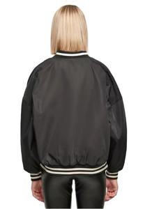 Veste universitaire noire personnalisée pour femmes Veste de baseball tissée en satin - Product Image 2