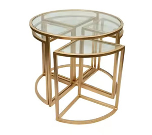 Table d'appoint en verre couleur or Tables d'appoint en émail inida36 pouces table ronde topLiving room - Product Image 3