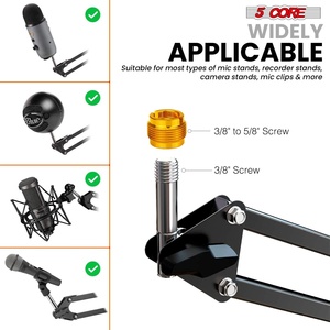 Soporte de micrófono de 5 núcleos con brazo articulado de tijera para escritorio, filtro antipop y amortiguador de 16 pulgadas - Product Image 3