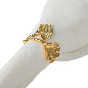 Handmade Best selling Leaves designs Napkin <b>Ring</b> For Wedding Table Decoration Round triangle Wired pattern Gold Plated - Product Image 2