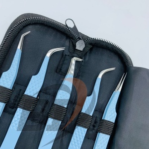 Pinzas Profesionales para Extensión de Pestañas de Color Azul Bebé, Personalizadas OEM, Aplicador de Pestañas con Punta Puntiaguda para Belleza - Product Image 5