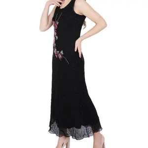 New Designer Elegant Women's slim fit Sleeveless Evening Cocktail Party Wear Dress Hand embroidered dress classic style