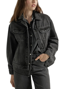2025 Nueva chaqueta vaquera lavada Vintage informal con estilo para mujer con chaqueta vaquera transpirable personalizada con botones en Color negro - Product Image 6