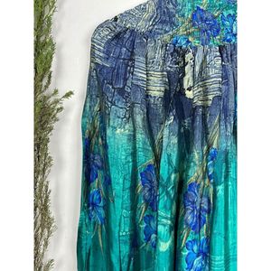 Pyjama vintage bohème en soie recyclée, taille unique, avec cordon de serrage, vêtements de nuit à jambes larges, tenue de plage décontractée - Product Image 2
