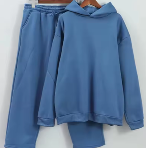 Ensemble 2 pièces pour homme : Sweat à capuche coupe ample en coton vierge personnalisable et pantalon de survêtement sport en molleton bouclette épais 2027 - Product Image 4
