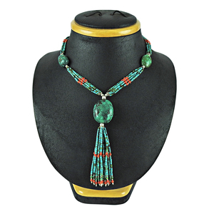Collar de piedras preciosas de coral natural y turquesa Nuevo estilo Artesano Vintage Plata de Ley 925 Proveedores de joyería al por mayor hechos a mano - Product Image 1