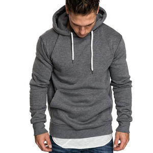 Automne hiver hommes 100% coton avertir sweats à capuche décontracté couleur unie à manches longues sweat à capuche Streetwear pull à capuche hommes - Product Image 5