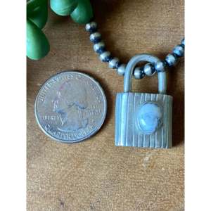 Emer Thompson White Buffalo & Sterling Silver <b>Locket</b> Pendant Diamond Inlay Bezel Setting Religious Style Gold Rose Gold Jewelry - Product Image 2