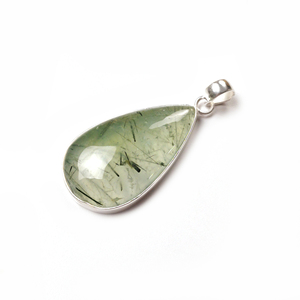 จี้เงินแท้ 925 รูปหยดน้ำประดับพลอยเพรไนต์ |   เครื่องประดับทำมือขายส่งจำนวนมาก - Product Image 1