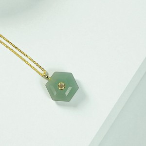 Collier avec pendentif en pierre précieuse amazonite chrétienne incrustée d'un hexagone - Argent sterling 925 - Bijoux faits à la main - Product Image 1