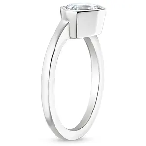 Ascher Set Bezel berlian tumbuh, cincin pernikahan emas padat 14K, cincin pertunangan pertunangan minimalis untuk wanita