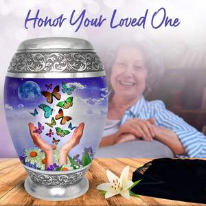 Urnes papillon violettes pour cendres humaines Femme et homme adultes-Grandes urnes de crémation pour cendres adultes Femmes et hommes avec sac-Honor - Product Image 5