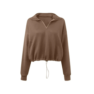 Sudaderas Cortas con Cierre y Cuello Alto a la Moda para Mujer - Product Image 5