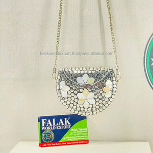 Pochette en métal rustique naturel sac à main miroir bohème sac à main fête de mariage commande en gros de Falak World Export - Product Image 3