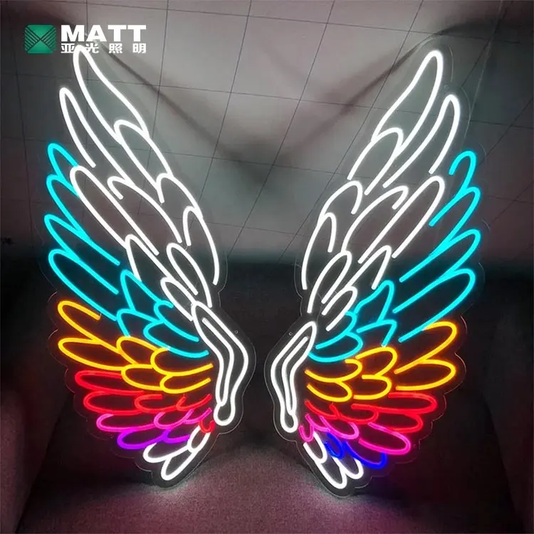 Matt Dropshipping Custom Populaire Grote Engelenvleugels Neon Led Light Hello Mooie Neon Teken Voor Party Event Decoratie