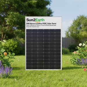 Panneau solaire monocristallin PERC Sun2Earth 50W, haute efficacité, face en verre, dos blanc, pour usage domestique - Product Image 3