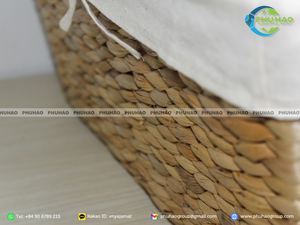 Juego de cesta de jacinto de agua de ratán de algas marinas con marco de metal, artesanías vietnamitas duraderas y ecológicas - Product Image 2