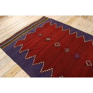 Tapis turc vintage 5,2x8,1 pi (158x247 cm), tapis Ikat rouge - Product Image 4