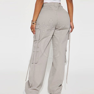 Pantalones cargo informales planos de Invierno para mujer de etiqueta privada 100% algodón transpirable de secado rápido respetuoso con el medio ambiente - Product Image 2