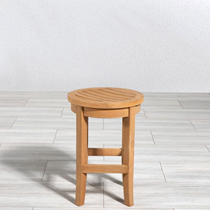 Silla de Barra Redonda de Estilo Minimalista para Exteriores, Sillas de Madera de Teca para Isla de Cocina - Rima - Product Image 2