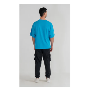 T-shirt uni noir et bleu à col rond pour un usage quotidien T-shirts personnalisés 100% coton pour hommes à la mode - Product Image 6