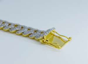 Bracelet de luxe style hip hop à micro-broches pour hommes, diamant de laboratoire entièrement coupé, plaqué or 14 carats, style cubain, anniversaire de fiançailles - Product Image 4