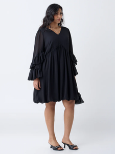 Vestido globo sólido negro Gia - Product Image 1