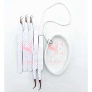 Extensiones de pestañas de acero inoxidable Diamond Grip 45 90 grados Pinzas Color blanco Logotipo láser Herramienta de belleza Extensiones de pestañas de fibra - Product Image 3