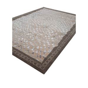 พรมขนสัตว์ผสมวิสโคสสีน้ำตาลเบจลายเรขาคณิตสำหรับห้องนั่งเล่น พรมปูพื้นทางเดิน รูปทรงสี่เหลี่ยมผืนผ้า ลายทาง รุ่น Tra-14697 - Product Image 2