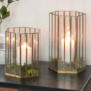 Latest Design Brass and <b>Glass</b> <b>Hurricane</b> Candle Holder with Thin Brass Rim Handmade Modern Christmas Decor for Events - Product Image 6