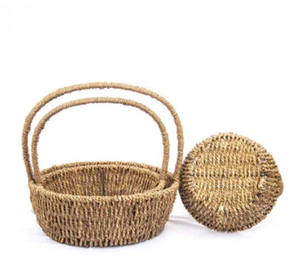 Lot/3 paniers de rangement en jacinthe pour fleuriste et panier floral panier en jonc de mer tissé de FACTORY de bonne qualité - Product Image 4