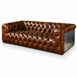 Sofá Chesterfield de Cuero de Búfalo Hecho a Mano, Estilo Aviador, Industrial, Vintage, de Aluminio, 3 Plazas, Muebles de Lujo para Sala de Estar - Product Image 2