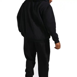 Sudadera con capucha de algodón con estampado completo personalizado de gran tamaño con capucha térmica completa de lana negra de peso pesado con estampado de hojaldre - Product Image 6